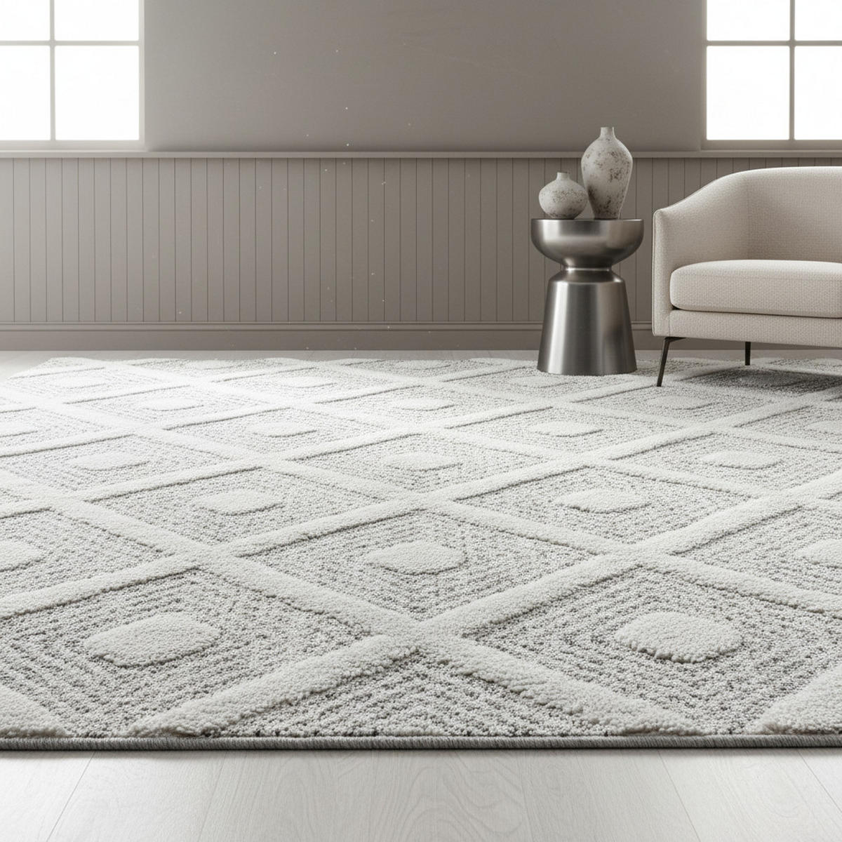 TEPPICH Wohnzimmer 3D Geometrisch Modern Waschbar OEKO-TEX Grau 120x170 cm Schadstoffgeprüft – EISACK - Grau, Textil (170/120cm) - KADIMA DESIGN