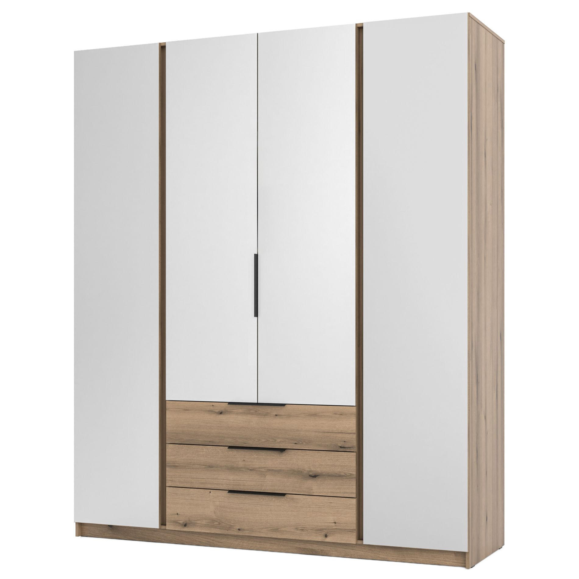 KLEIDERSCHRANK Kaja Eiche Evoke 200 cm - Eichefarben/Schwarz, Holzwerkstoff/Metall (200/239/61.9cm) - Selsey
