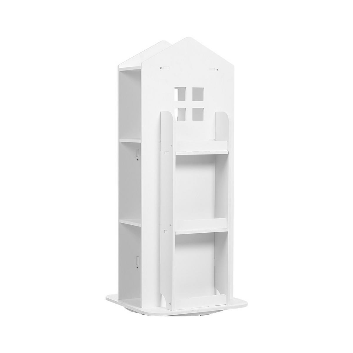 KINDERBÜCHERREGAL aus WPC-Platte in Weiß Drehbar Hausform Attraktives Design Praktisch 41 x 41 x 95 cm - Weiß, Holzwerkstoff (41/96/41cm) - Livingandhome