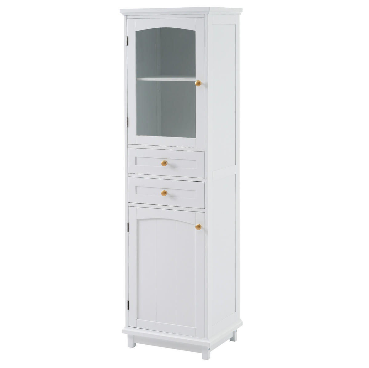 BADEZIMMERSCHRANK mit Glastür 45 x 36 x 160 cm Weiß - Weiß, Glas (36/160/45cm) - Beauniv
