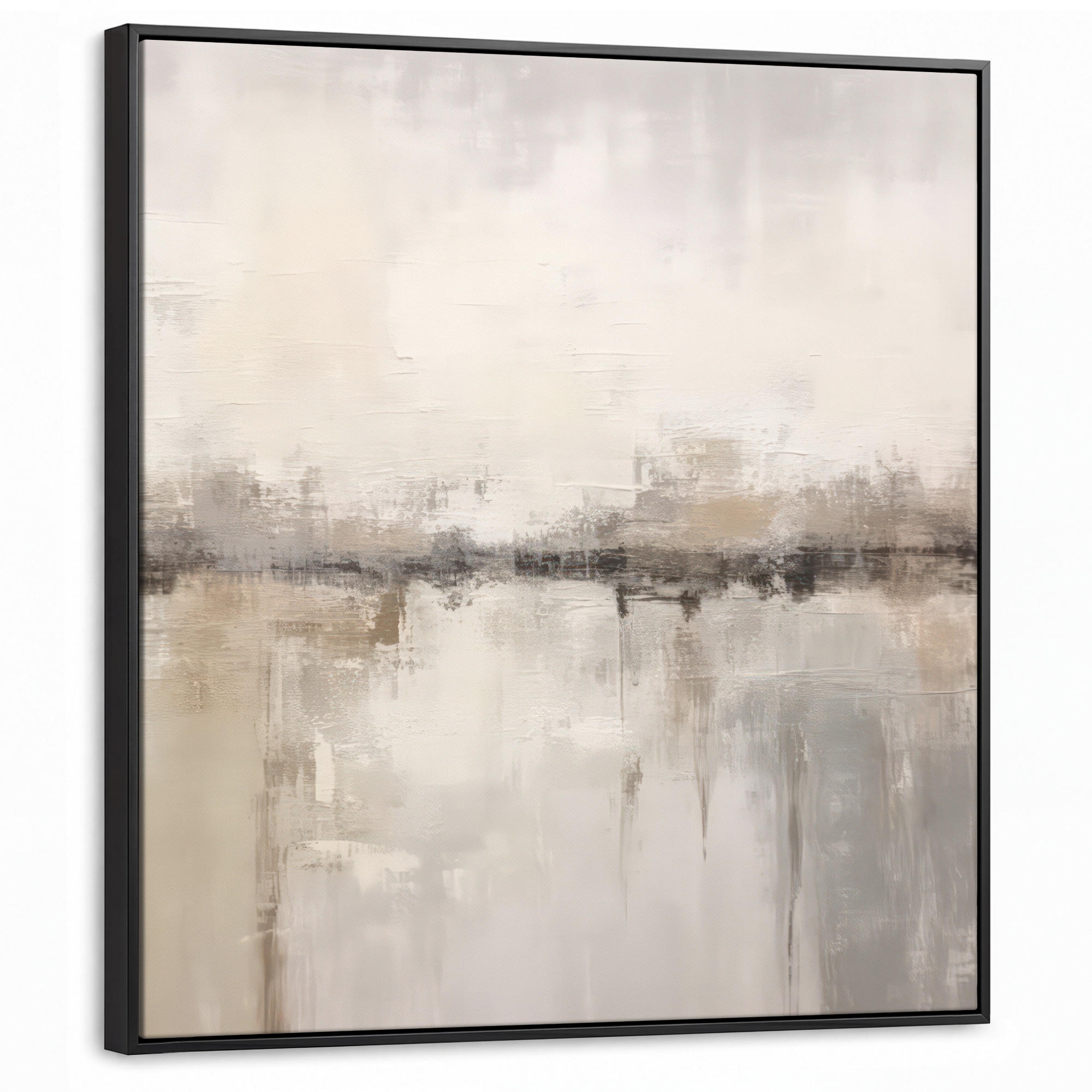 LEINWAND Bilder mit Rahmen - Moderne Kunst - Abstrakt - Beige - 90x90 - Beige, Textil (90/90cm) - MuchoWow