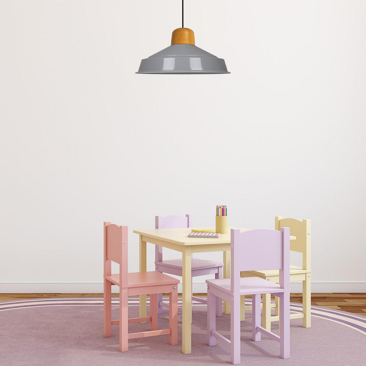 PENDELLEUCHTE Asletl 40/20 cm - Grau, Holz/Metall (20/40/20cm) - Bamyum