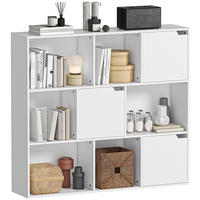 BÜCHERREGAL DE-09377 9 Würfel mit 3 Türen Weiß - Weiß, Holzwerkstoff (24/95/106cm) - ComfortXL