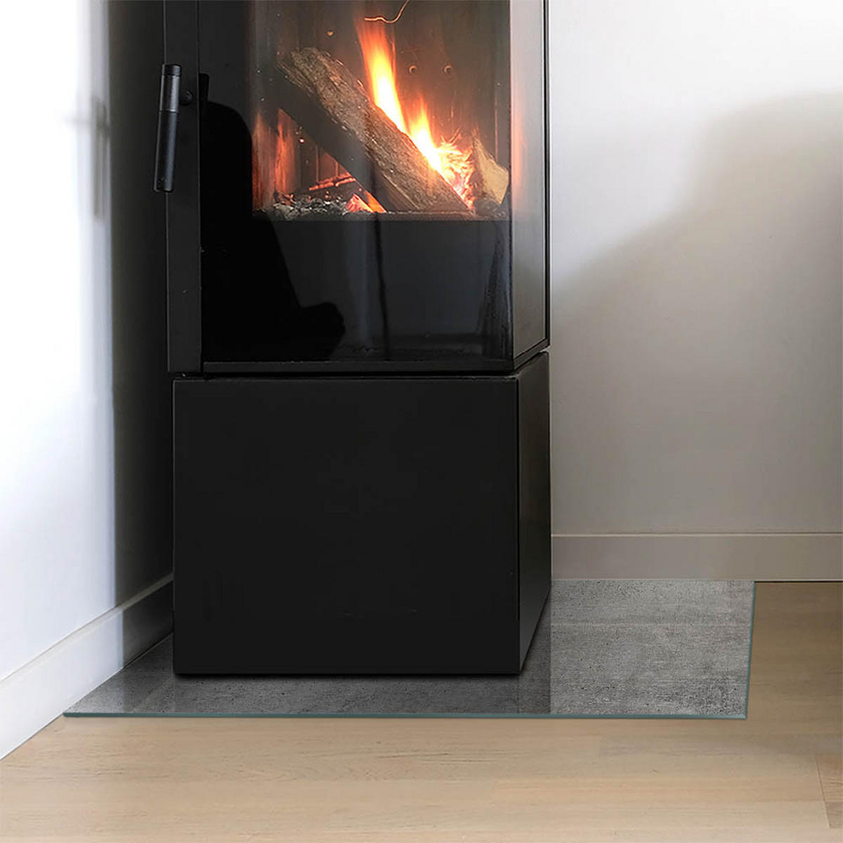 GLASPLATTE für Kamin 60x40 cm Grau - Grau, Glas (60/40/0.4cm) - ArtPrintCave