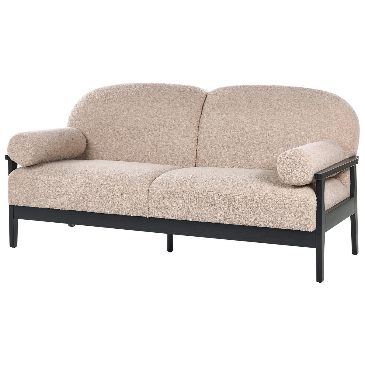 3-SITZER-SOFA Bouclé Beige Pilarne - Beige/Schwarz, Textil (191/88/84cm) - Beliani
