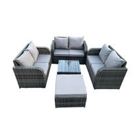 LOUNGESOFA-SET Polyrattan Dunkelgrau 5-Sitzer - Dunkelgrau, Metall - Fimous