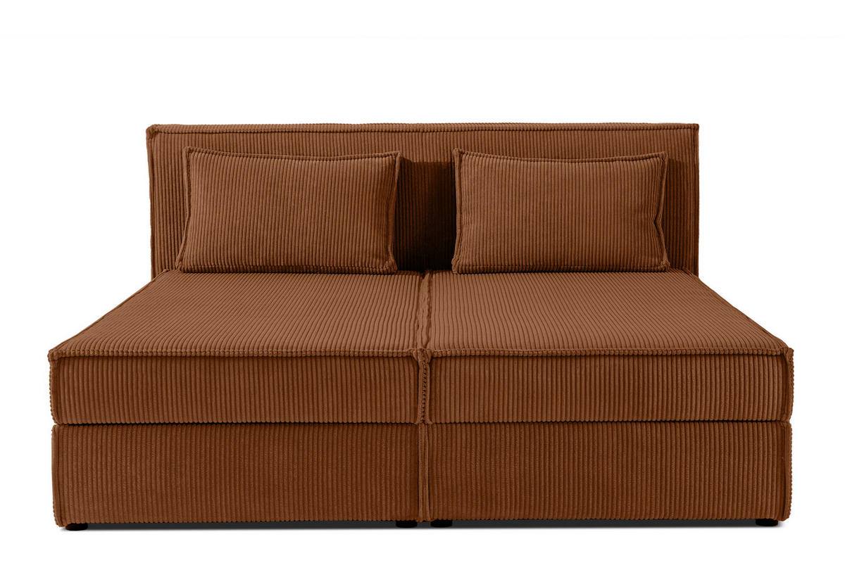 BOXSPRINGBETT ROTI mit Stauraum, orange - Schwarz/Orange, Holz/Holzwerkstoff (180/200cm) - KONSIMO®