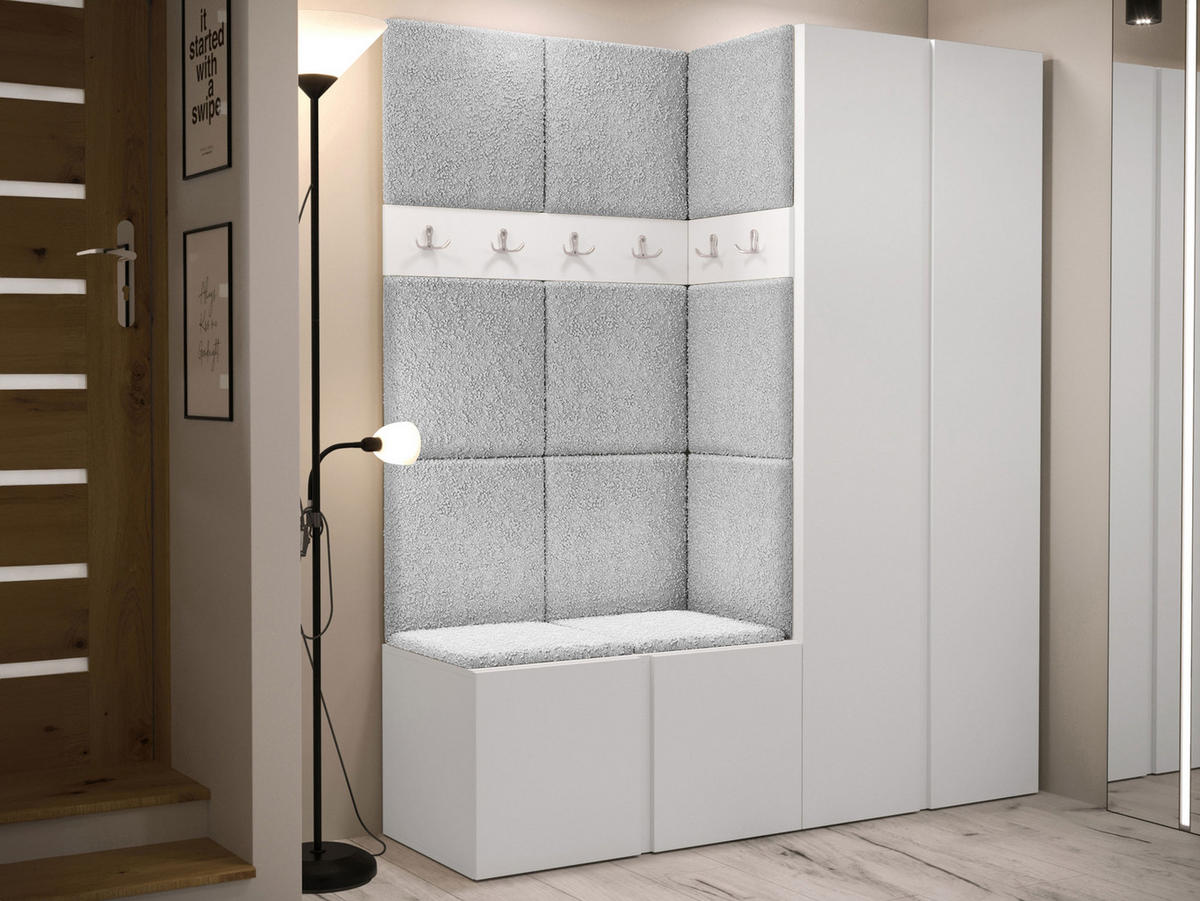 GARDEROBEN-SET Orion III - Hellgrau/Weiß, Holzwerkstoff/Kunststoff (158/186/46cm) - MIRJAN24