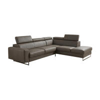 ECKSOFA Gotham Echtleder mit Bettfunktion Greige - Greige, Leder/Metall (237/227cm)