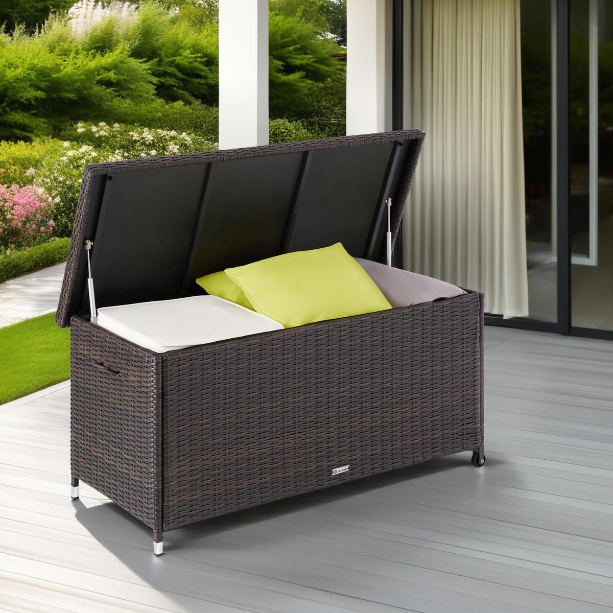AUFLAGENBOX Kiruna,121 x 56 x 60 cm,braun - Braun, Kunststoff (56/60/121cm) - tectake