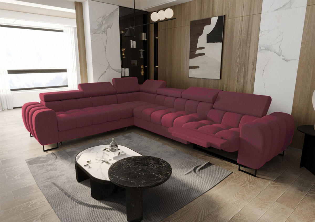 ECKSOFA Bastien Relax - Rot, Holzwerkstoff/Textil (260/330cm) - Fun Möbel