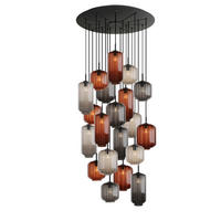 GALERIELEUCHTE Velo 20-flammig Mehrfarbig Ø 18/20/25cm - Multicolor/Schwarz, Glas (25/25/27cm) - s.luce