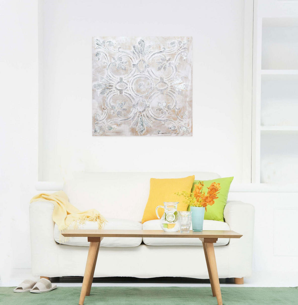 ACRYLBILD HANDGEMALT 80/80 cm - Grau, Holz/Textil (1.56/80cm) - KUNSTLOFT