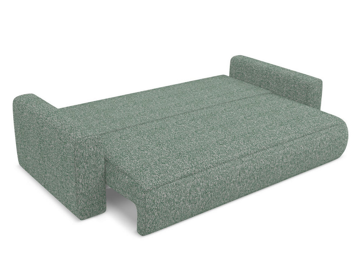 3-SITZER SOFA mit Schlaffunktion Strukturstoff Stoff Grün - Schwarz/Hellgrün, Kunststoff/Textil (238/82/105cm) - Makamii