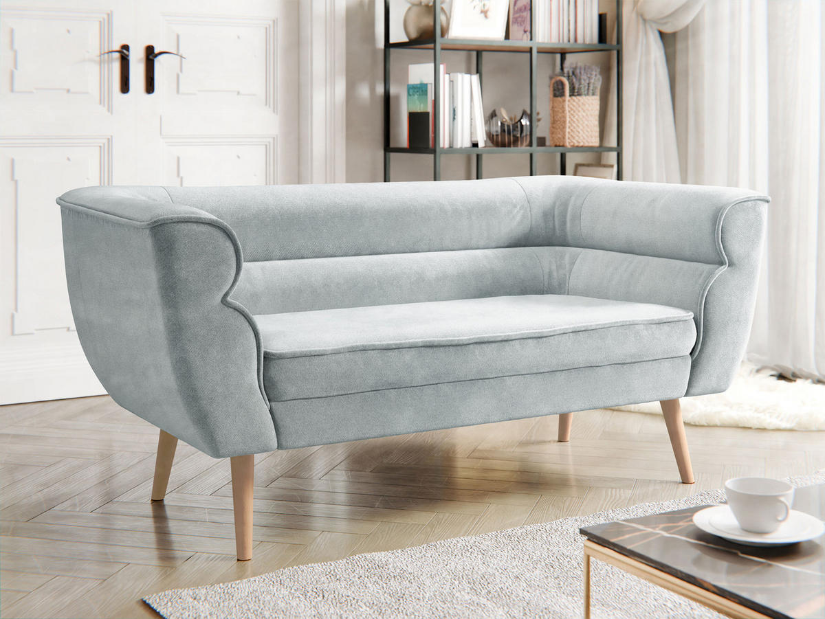 SOFA Bal 2 - Hellgrau/Naturfarben, Holz/Textil (142/75/74cm) - MIRJAN24