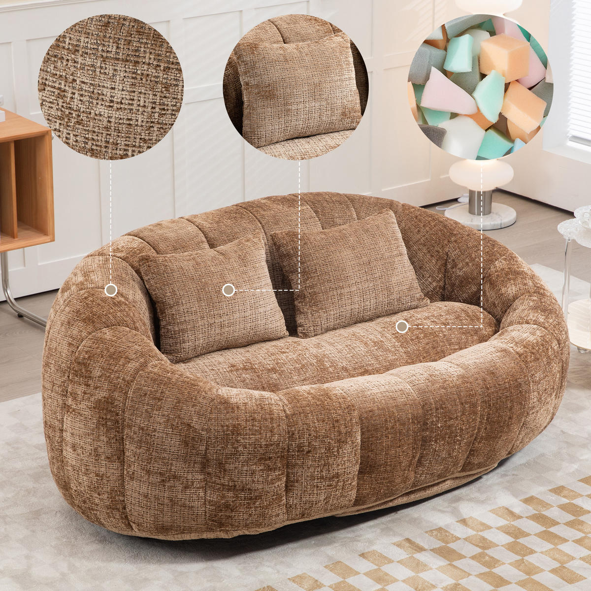SITZSACK Chenille Kaffee - Braun, Textil (145/63/95cm) - WISHDOR