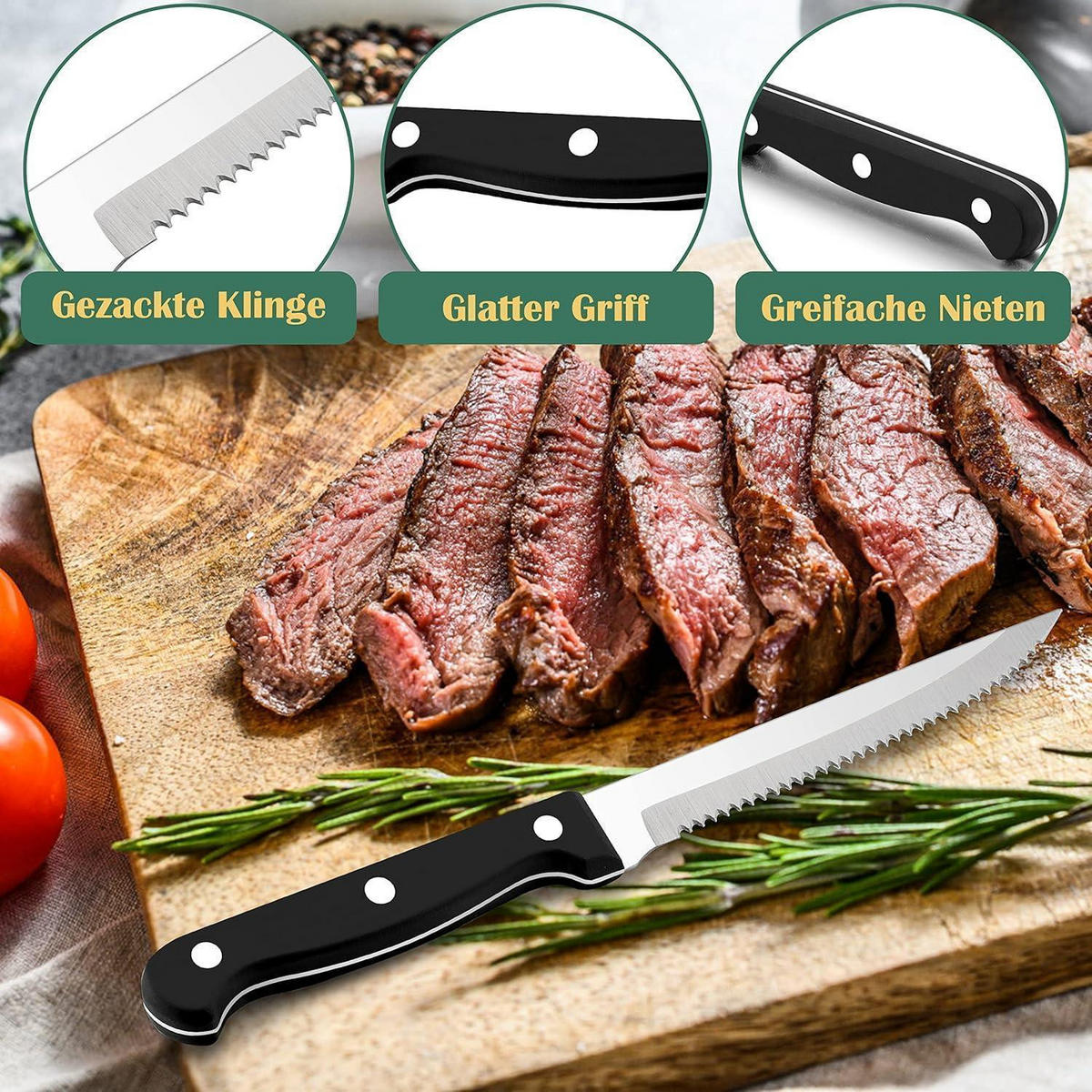 BESTECKSET 72-teilig für 12 Personen mit Steakmessern Edelstahl spülmaschinenfest - Silberfarben, Metall