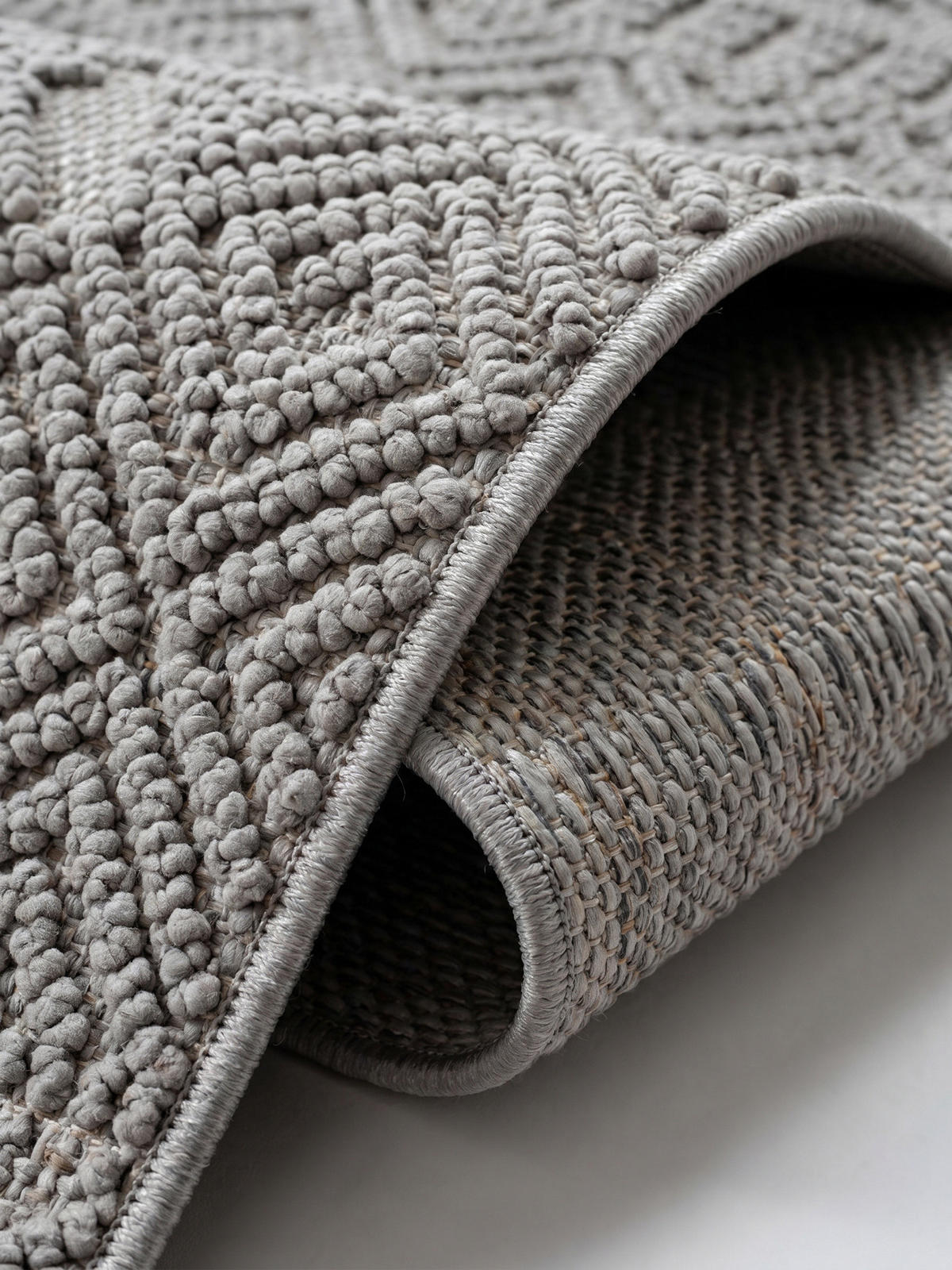 TEPPICH Flachgewebe LANGAU in Silber, mit Ethno-Streifen, 240 x 340 cm - Silberfarben, Textil (240/340cm) - KADIMA DESIGN