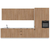 KÜCHENZEILE 400 cm –Sorento K88-M400 - in Sonoma Eiche / Weiß - Schwarz/Weiß, Holz/Metall (400/247/58cm)