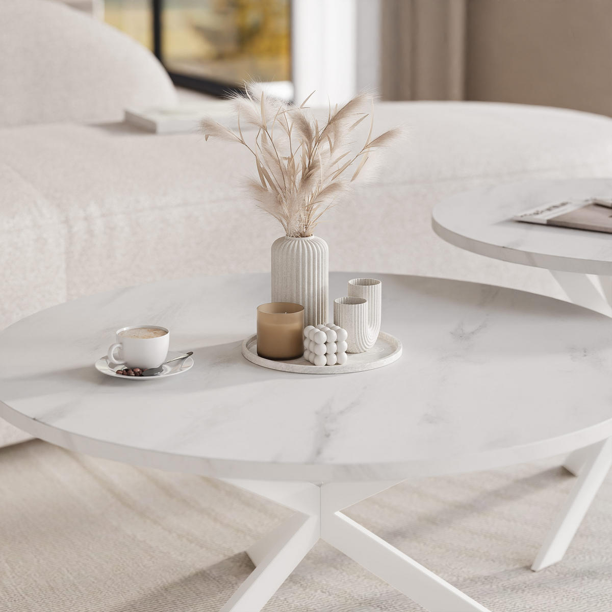 COUCHTISCH rund auf MDF, Weiß - Weiß, Holzwerkstoff (75/75/36cm) - Idohome