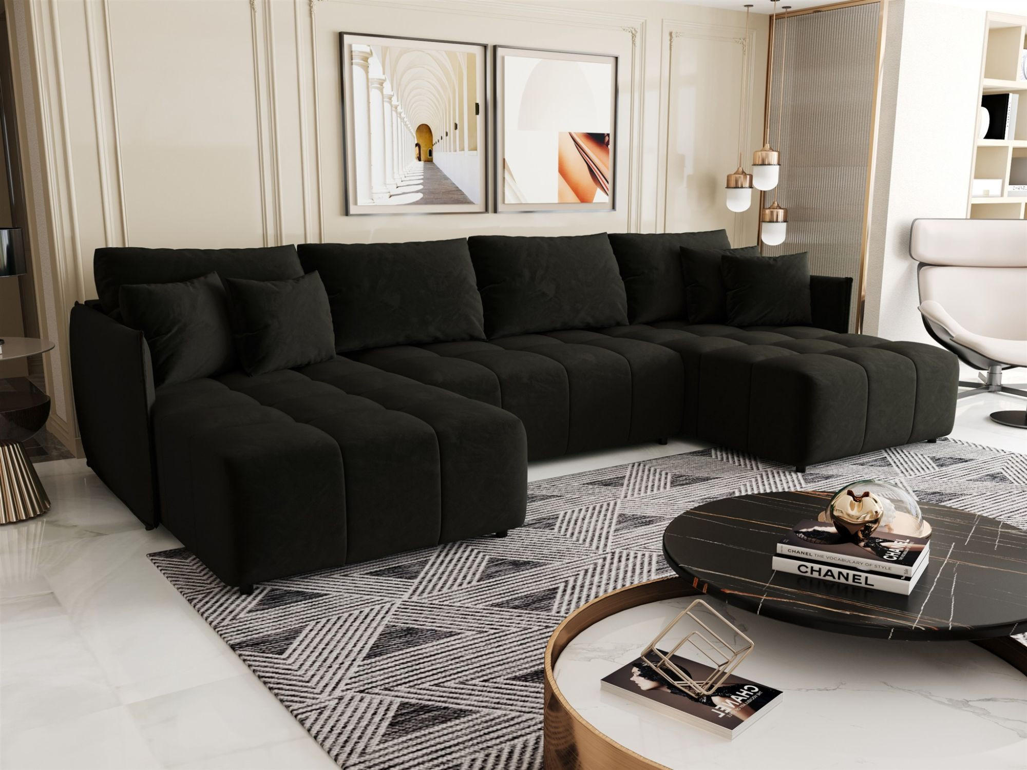 WOHNLANDSCHAFT Treviso - Dunkelgrau, Holzwerkstoff/Textil (342/88/185cm) - Fun Möbel