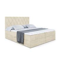 BOXBETT mit H4-Matratze und Lattenrost - LEPARO - 200x200 Beige - Beige, Holzwerkstoff (200/200cm) - ALTDECOR