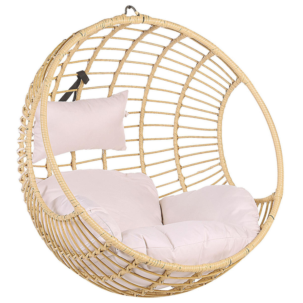 HÄNGESESSEL PE Rattan natürlich 99 cm Aspio - Beige, Kunststoff (99/99/65cm) - Beliani