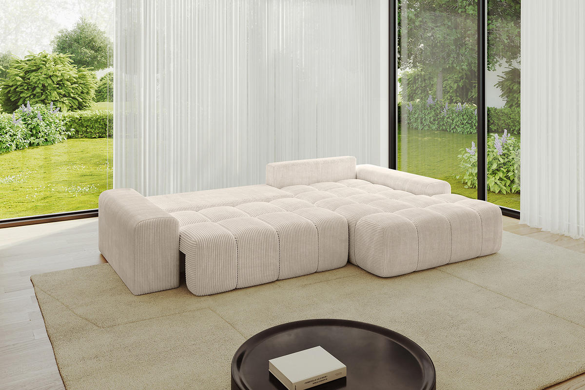 ECKSOFA Ottomane Rechts ENSI-L - 267x164x88 cm Beige - Beige, Holzwerkstoff/Kunststoff (164/267cm) - ALTDECOR