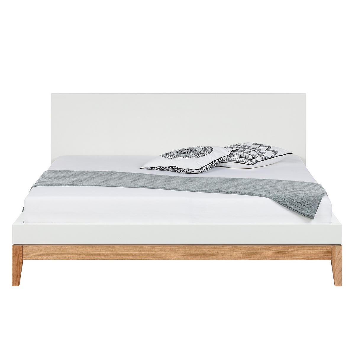 BETT - Höhe 96 cm - Beige/Weiß, Holzwerkstoff (180/200cm) - home24