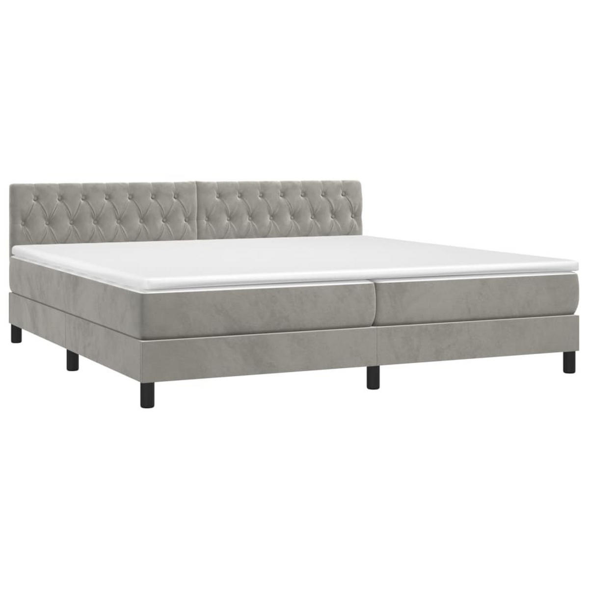 BOXSPRINGBETT MIT MATRATZE HELLGRAU 200X200 CM SAMT - Hellgrau, Holz/Textil (200/200cm) - vidaXL