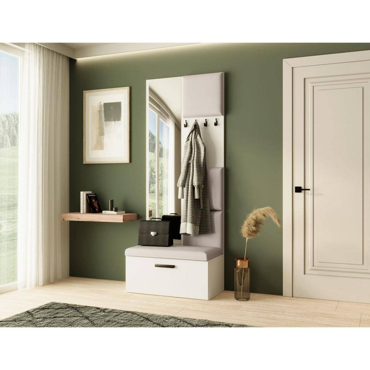 GARDEROBE Margaret III 81/203/43 mit gepolsterten Paneelen - Beige/Schwarz, Holzwerkstoff/Kunststoff (81/203/43cm) - Beautysofa