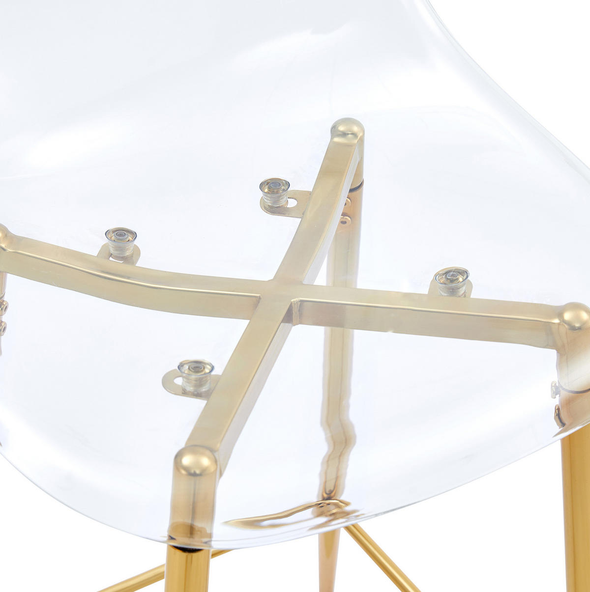 BARHOCKER transparent mit Metallgestell und Fußstützen - Goldfarben, Kunststoff (45/102/51cm) - MIVRAY