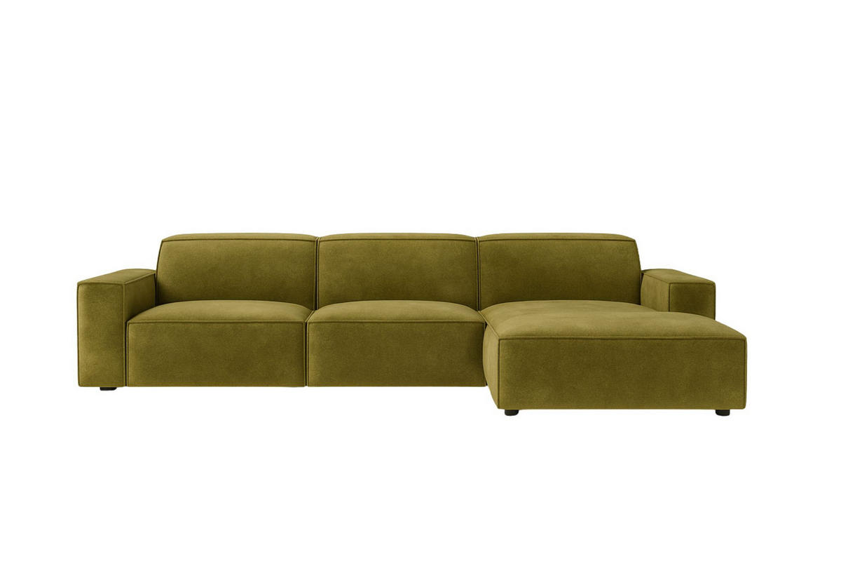 ECKSOFA Cursal L-Form, Stoff Salvador, Olive, Rechts - Olivgrün, Holz (284/166cm) - Kaiser Möbel
