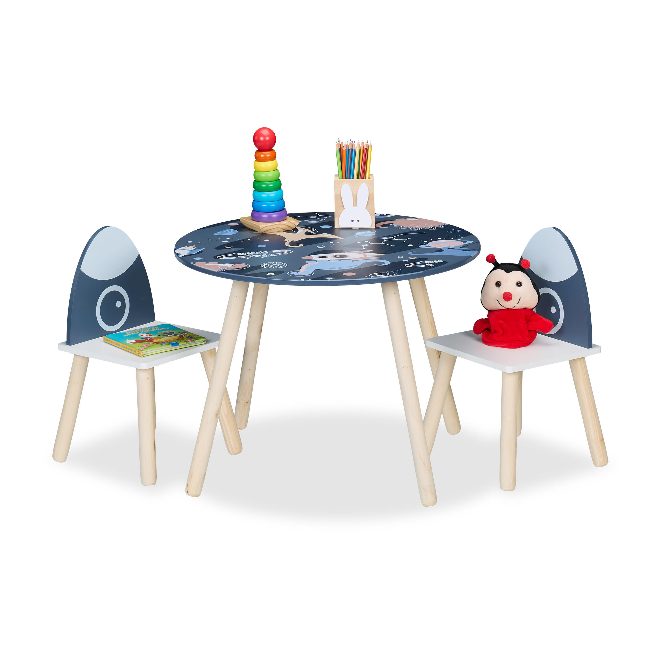 KINDERSITZGRUPPE - Multicolor, Holz/Holzwerkstoff (60/44.5/60cm) - Relaxdays