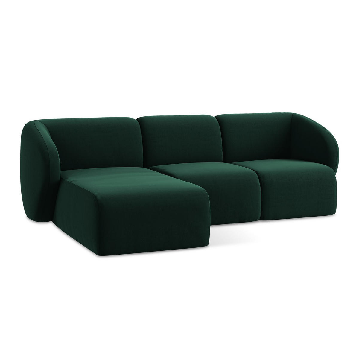 ECKSOFA Links Samt Stoff Grün - Dunkelgrün/Schwarz, Holzwerkstoff/Kunststoff (248/166cm) - LaMiaSofa