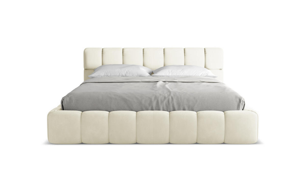 POLSTERBETT mit Bettkasten und Lattenrost 200x228 Beige - Beige/Schwarz, Kunststoff/Textil (180/200cm) - Makamii