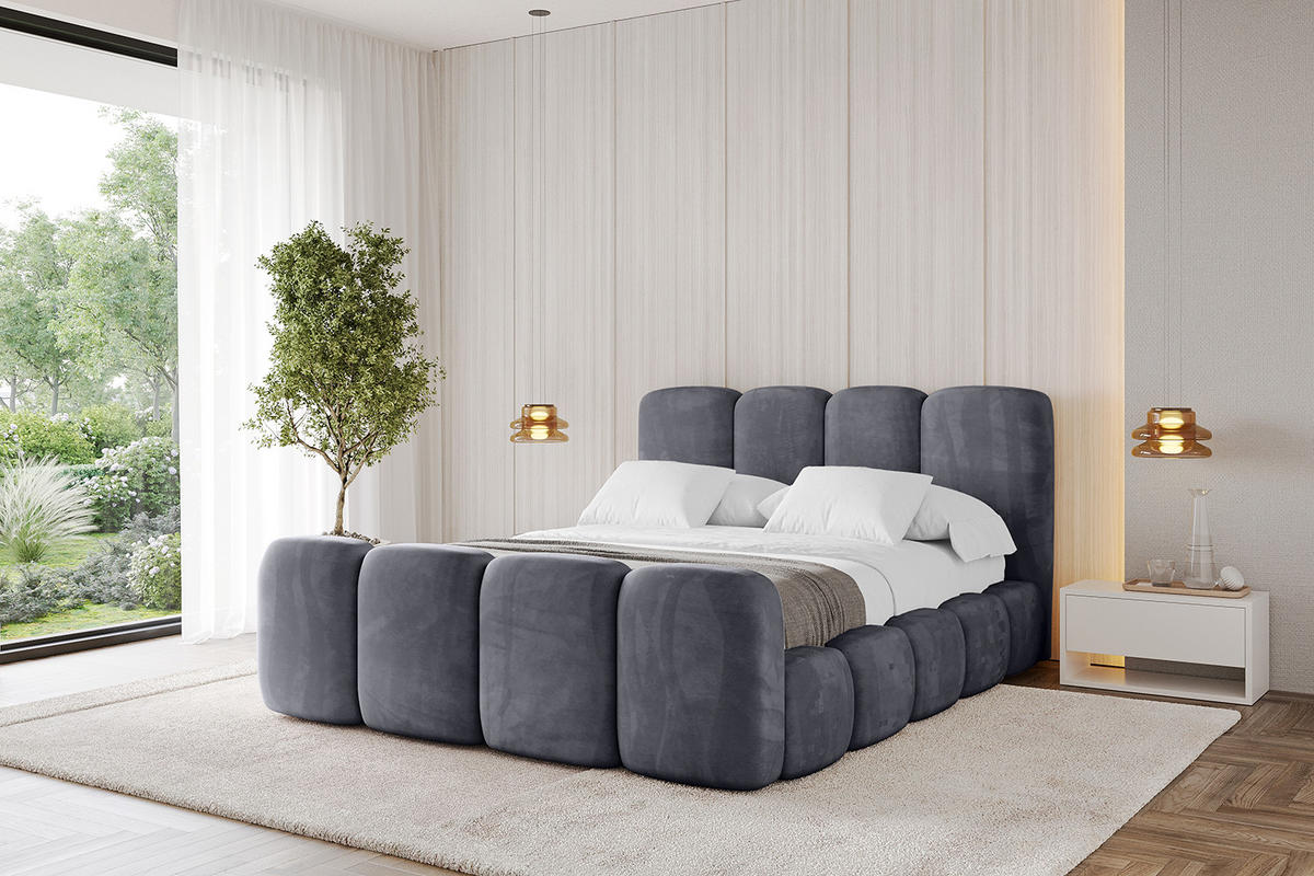POLSTERBETT mit Bettkasten, Fußteil und Lattenrost, Boxbett ohne Matratze - KALA-Z 180x200 Dunkelgrau - Dunkelgrau, Holzwerkstoff/Textil (180/200cm) - ALTDECOR