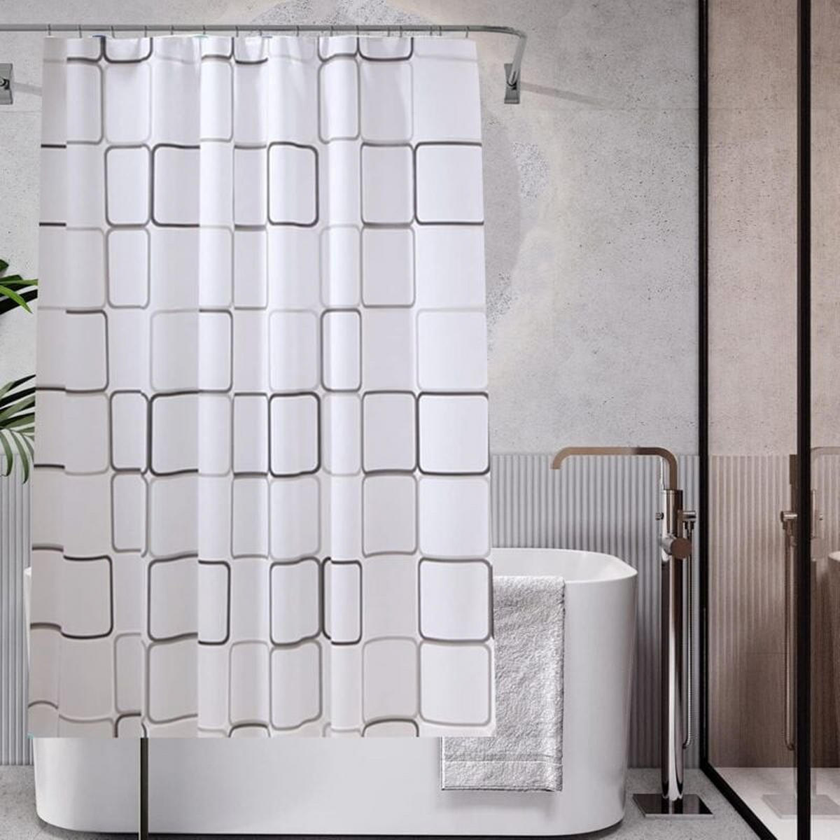 DUSCHVORHANG 180 x 220 cm schimmelresistent antibakteriell wasserdicht blickdicht groß - Weiß, Textil (220/180cm) - MCBOSON