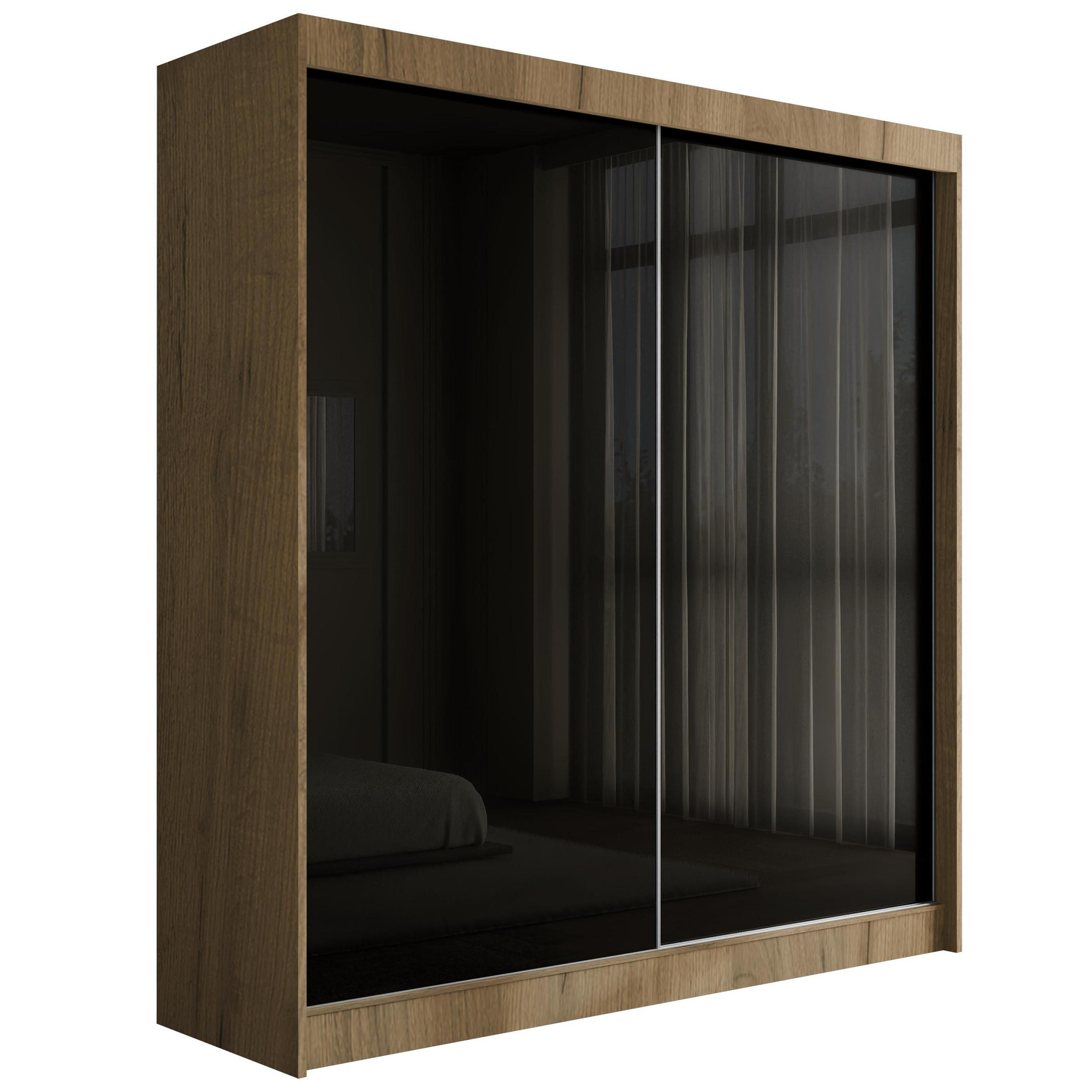KLEIDERSCHRANK PEKA - 200 cm - Eichefarben|Schwarz - Eichefarben/Schwarz, Holzwerkstoff (200/215/61cm) - ALTDECOR