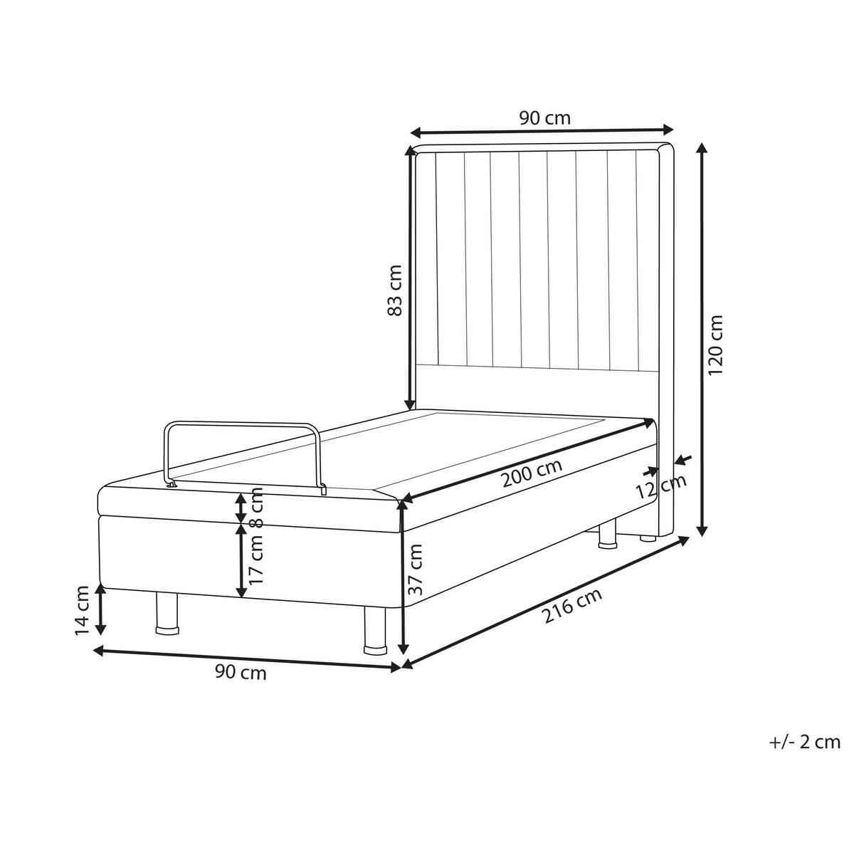 BETT 90/200 cm Hellgrau Duke II - Hellgrau, Textil (90/200cm) - Beliani