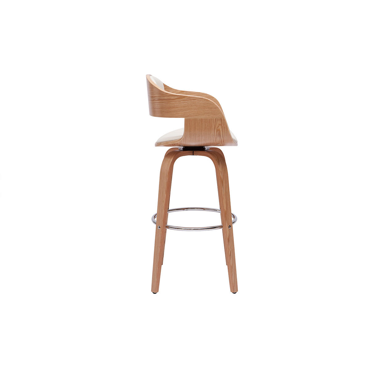 BARHOCKER 360Á Drehbar Helles Holz H67 cm GAO - Weiß, Holz (55/96/55cm) - Miliboo