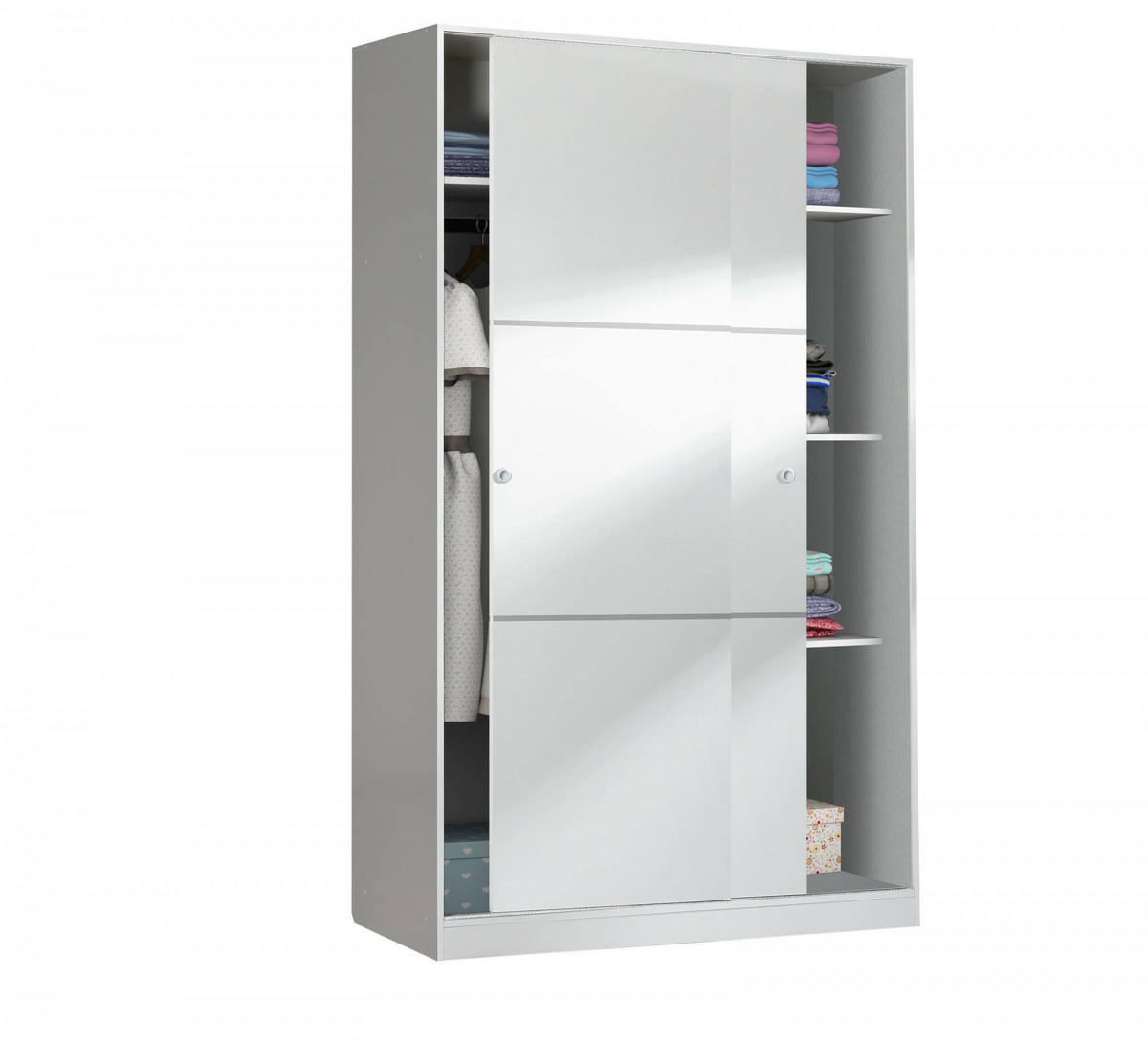 KLEIDERSCHRANK 2 TÜREN Weiß 50/120/200 cm - Weiß, Holzwerkstoff (120/200/50cm) - DMORA