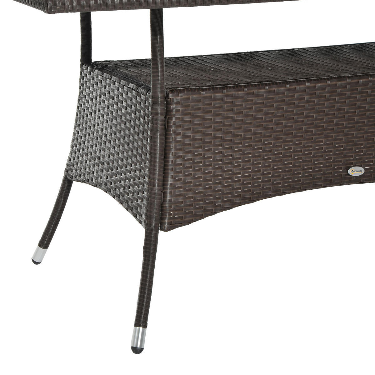 ESSTISCH, Braun + Schwarz, Metall, Sicherheitsglas, Polyrattan - Braun, Kunststoff (150/85/74cm) - Outsunny