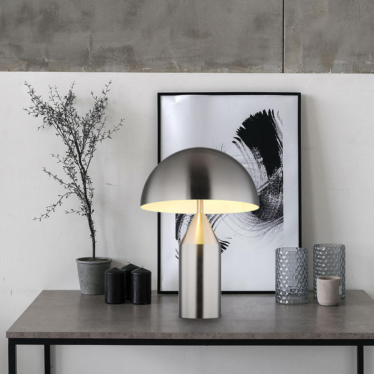 LED TISCHLEUCHTE Metall Silber Nickel - Silberfarben, Glas (28/28/39cm) - Globo Lighting