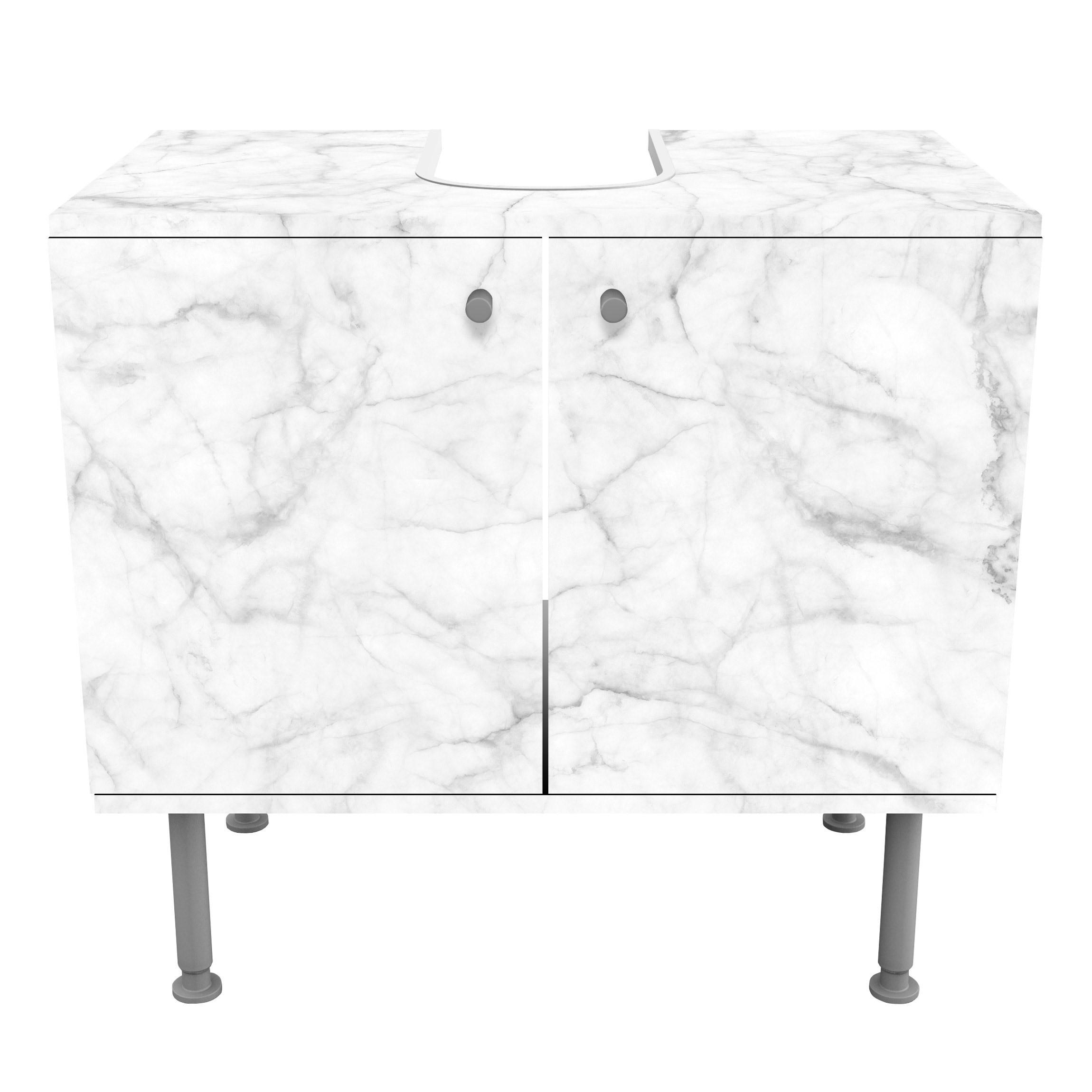 WASCHBECKENUNTERSCHRANK Bianco Carrara 60/55/35 cm - Weiß, Holzwerkstoff (60/55/35cm) - Bilderwelten
