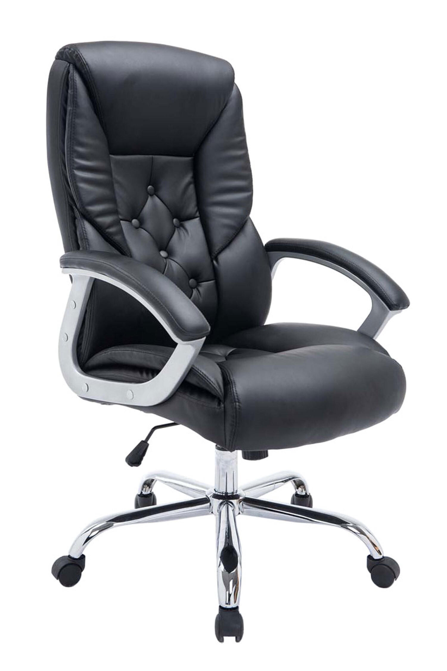 BÜROSTUHL Rhodos Schwerlast in Kunstleder, Schwarz - Schwarz, Textil/Metall (66/122/68cm) - TPFLiving