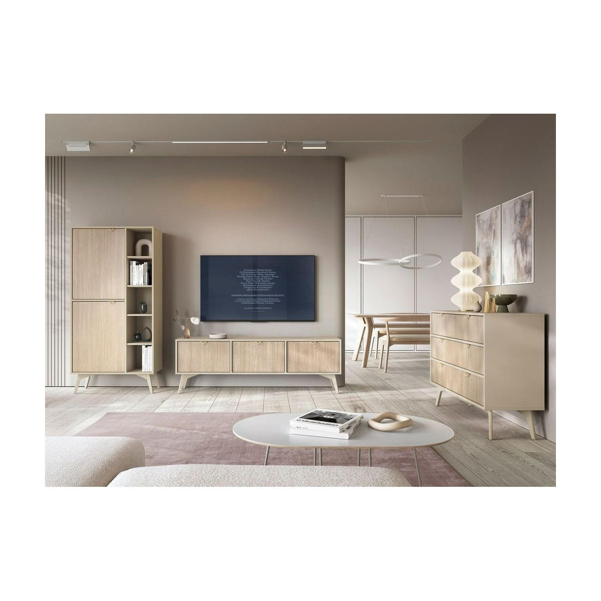 WOHNZIMMER Set 3-tlg. – FOREST – Sandfarben - Sandfarben, Holzwerkstoff (80/160/38cm) - hi-markt