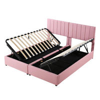 POLSTERBETT 180/200 cm mit hydraulischem Stauraum, 2-in-1 umbaubar und verstellbarem Kopfteil, Rosa - Pink, Textil (180/200cm) - Redom