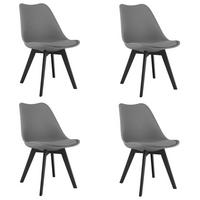 ESSZIMMERSTUHL 4-er Set RIKX Graphitsitz, schwarze Beine - Graphitfarben/Schwarz, Kunststoff (49/82/43cm) - Valora