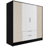 KLEIDERSCHRANK NELIA - 200 cm - Schwarz/Weiß, Holzwerkstoff (200/200/51cm) - ALTDECOR